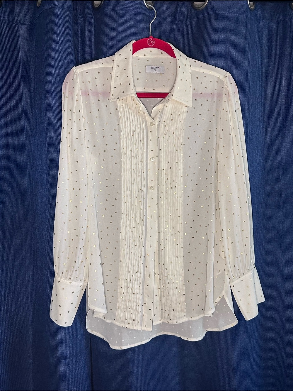 UNTUCKit Cream Button-Down Blouse with Gold Dot Accents